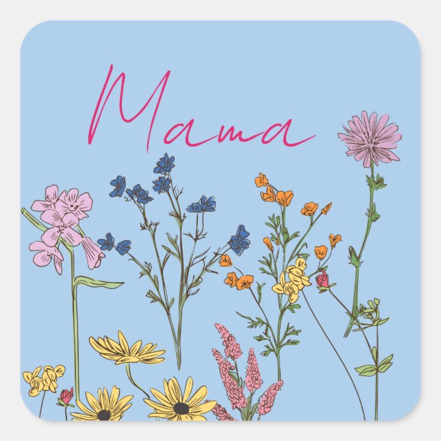 Mama-Wildblumengeschenk Quadratischer Aufkleber (Vorderseite)