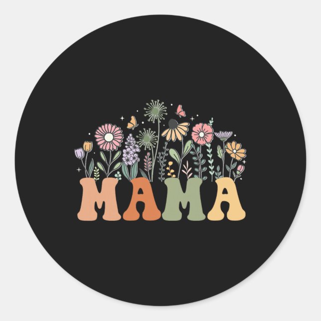 Mama Wildflower Floral Birthday Baby Shower New Ma Runder Aufkleber (Vorderseite)