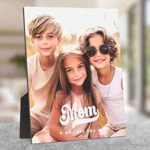 Mama wir Liebe Sie Foto Herz-Weißtext-Mütter Tag Fotoplatte
