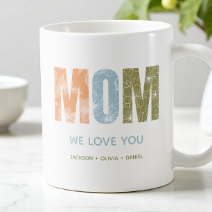 Mama Wir Liebe Sie Moderne Fall Blumentypografie Kaffeetasse