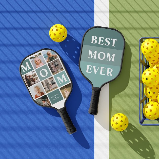 Mama Wir Liebe Sie | Moderner 8-Foto-Farbblock Pickleball Schläger (Von Creator hochgeladen)