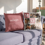 Mama Wir Liebe Sie | Moderner Farbblock mit 6 Foto Kissen<br><div class="desc">Diese Tasche mit 6 quadratischen Fotos ist in einer Rasterkollage angeordnet. Mit "Mama" diagonal auf ombre rosa Quadrate. Raum auf der Rückseite, um Ihre personalisierte Nachricht hinzuzufügen. Alle Farben können geändert werden. Ob Geburtstag, Muttertag, Weihnachten oder ein anderer besondere Anlass, Überraschungsmama mit einem Geschenk, das perfekt zu ihrem einzigartigen Stil...</div>