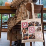 Mama Wir Liebe Sie | Moderner Farbblock mit 6 Foto Tragetasche<br><div class="desc">Diese Tasche mit 6 quadratischen Fotos ist in einer Rasterkollage angeordnet. Mit "Mama" diagonal auf ombre rosa Quadraten und zusätzlichem Quadrat unten für eine benutzerdefinierte Nachricht. Behalt "Wir Liebe Sie", wie es ist oder ändern Sie zu Ihrem persönlichen Unterfangen. Alle Farben können geändert werden. Ob Geburtstag, Muttertag, Weihnachten oder ein...</div>