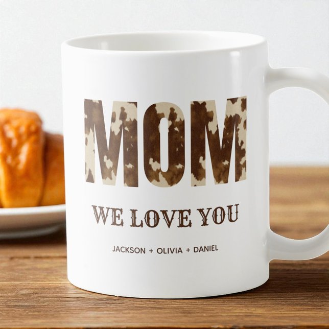 Mama Wir Liebe Sie Western Land Moderne Typografie Kaffeetasse (Mom We Love You Western Country Modern Typography Coffee Mug)