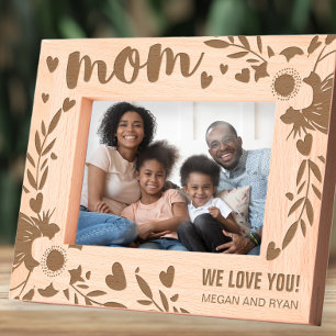 Mama wir lieben dich Blumen Geschenk personalisier Geätzte Rahmen