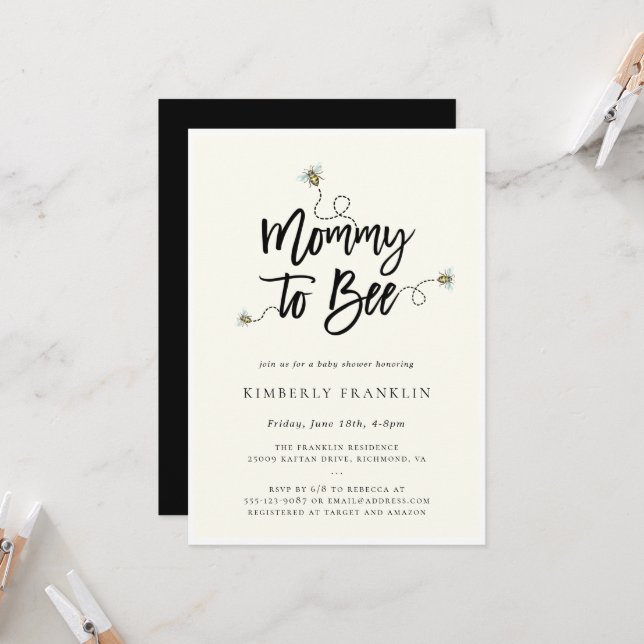 Mama wird Baby-Dusche Einladung (Vorderseite/Rückseite Beispiel)