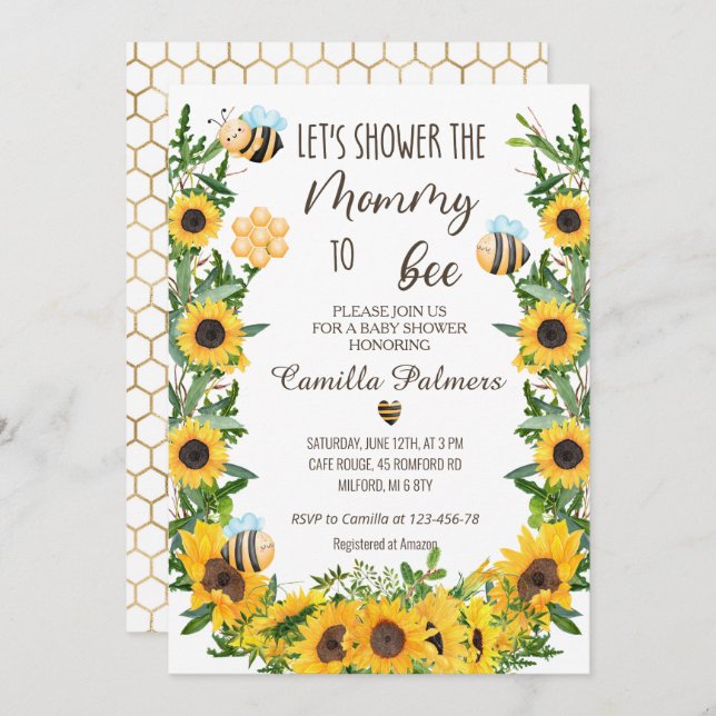 Mama wird Baby-Dusche Einladung (Vorne/Hinten)