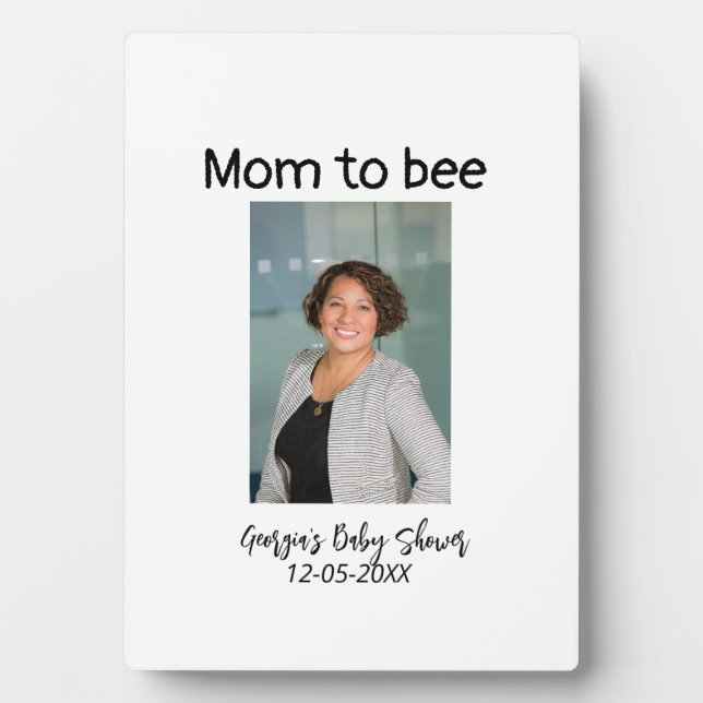 Mama wird Biene Foto Name Baby Shower Datum  Fotoplatte (Vorderseite)