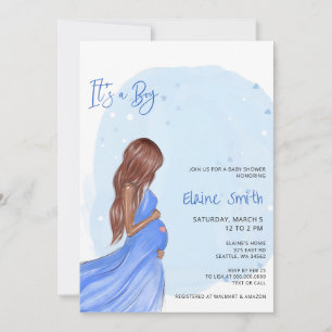 Mama wird blau Es ist ein Junge Baby Shower Einlad Einladung
