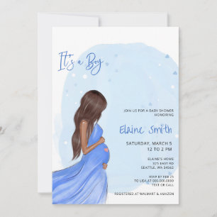 Mama-wird-Blue Es ist ein Junge Baby Shower Einlad Einladung