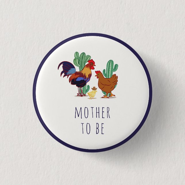 Mama-wird-Esel-Kaktus-Hahn-Huhn-Baby-Party  Button (Vorderseite)