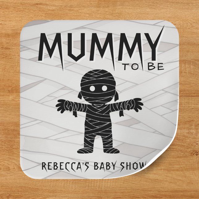 Mama wird Halloween-Kinderdusche Quadratischer Aufkleber (Mummy to Be Halloween Baby Shower Square Sticker
)