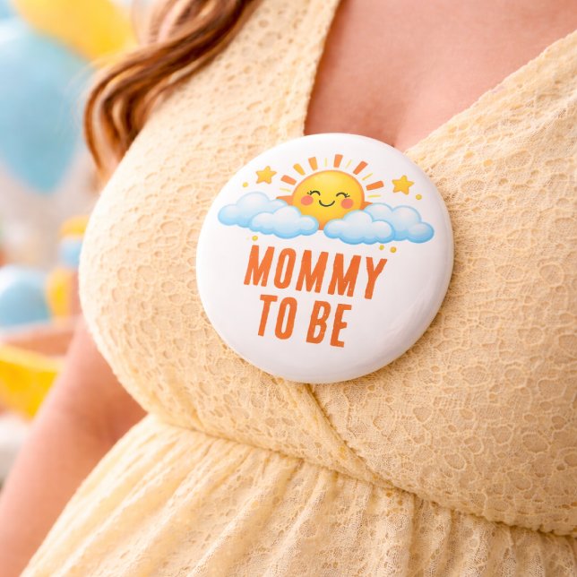Mama-wird-Sein-Sonnenlicht-Baby-Party-Sonne-Wolken Button (Von Creator hochgeladen)