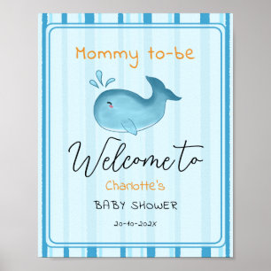 Mama-wird-süß-Walfisch-Baby-Party-Willkommen Poster
