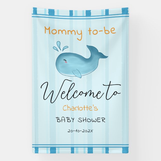 Mama wird süße Wal Baby-Party Banner (Vertikal)