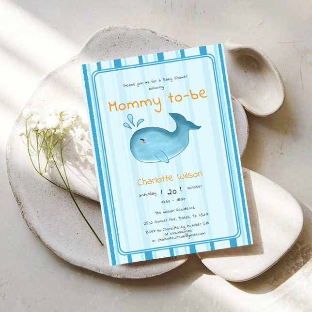 Mama wird süße Wal-Baby-Party Einladung (Von Creator hochgeladen)