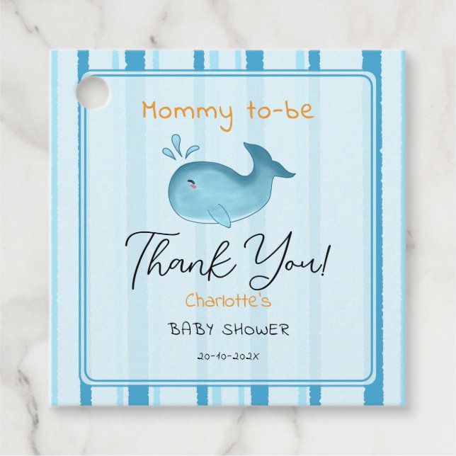 Mama wird süße Wal Baby-Party Geschenkanhänger (Vorderseite)