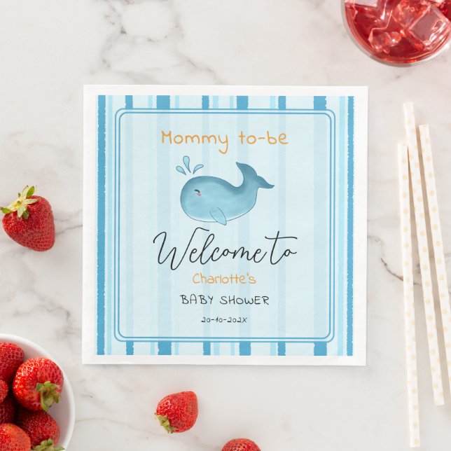 Mama wird süße Wal Baby-Party Serviette (Beispiel)