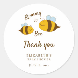 Mama wird zur Biene Baby Shower Danke Cute Gelb Runder Aufkleber