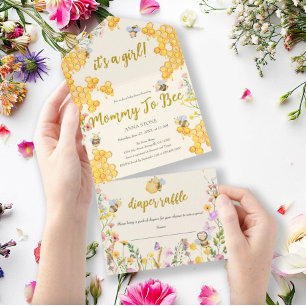Mama wird zur Biene Florale Honigbiene Mädchen Bab All In One Einladung