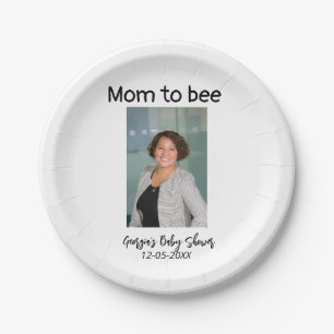 Mama wird zur Biene Foto Name Baby Shower Datum hi Pappteller
