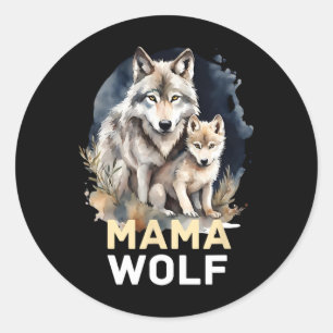 Mama Wolf und Baby Mama Mommy Mama Mütter Day Runder Aufkleber