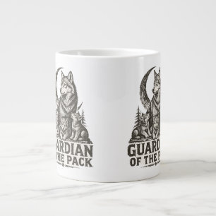 Mama Wolf und Welpen Waldmond Natur Grafik Jumbo-Tasse