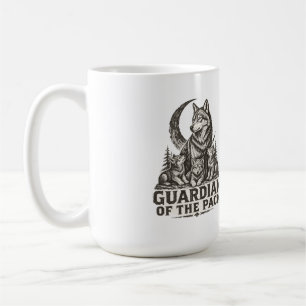 Mama Wolf und Welpen Waldmond Natur Grafik Kaffeetasse