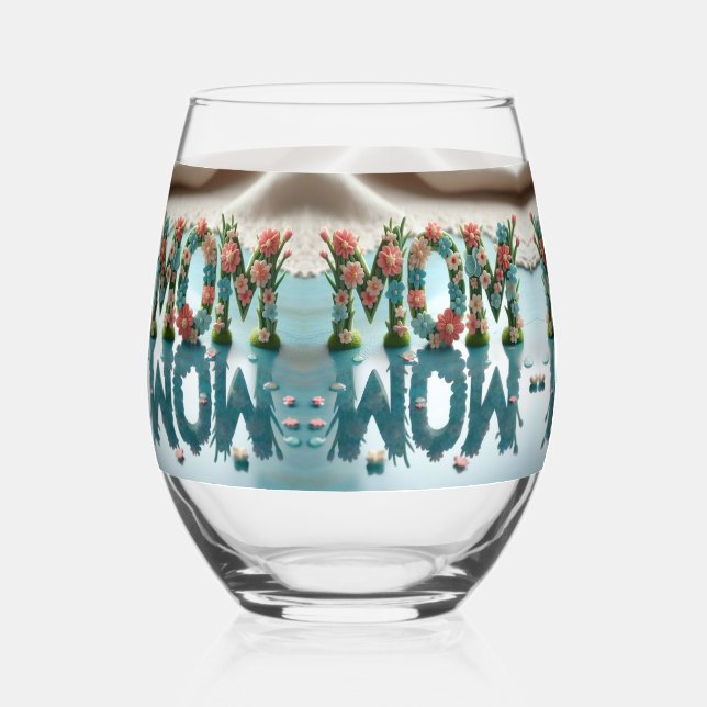 Mama Wow Blumenreflexion  Weinglas Ohne Stiel (Vorderseite)