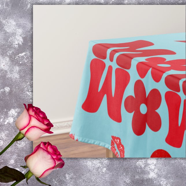 MAMA/WOW: Eine Liebe in Rot auf Blau | Tischdecke (Von Creator hochgeladen)