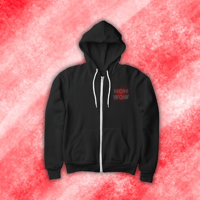 MAMA WOW grau auf rot | Hoodie (Von Creator hochgeladen)