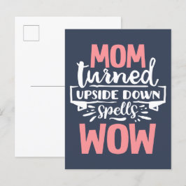 Mama Wow Mutter Tag niedlich rosa graue Typografie Postkarte