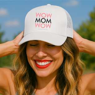 Mama Wow   Muttertagsname Modernes Rosa Super Nied Truckerkappe