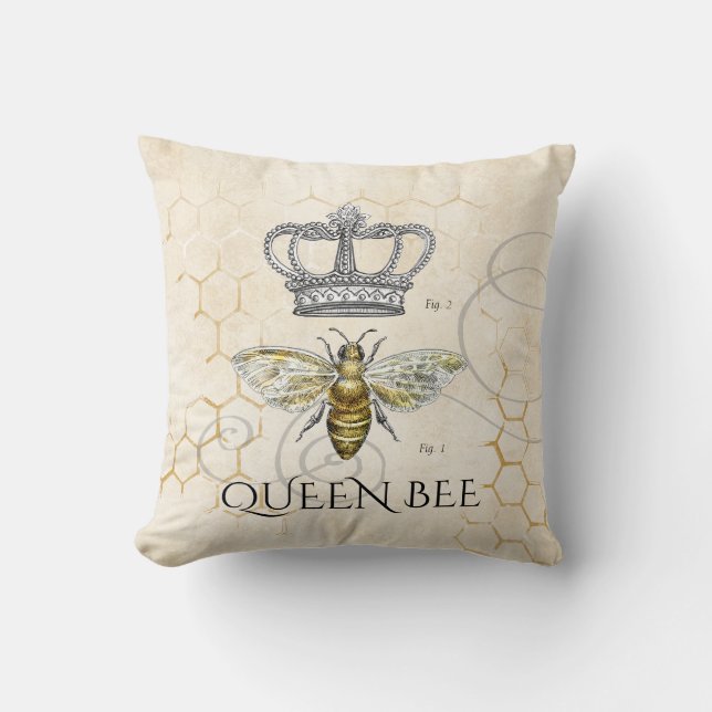 Mama Zitat Queen Bee Monogram Kissen (Vorderseite)