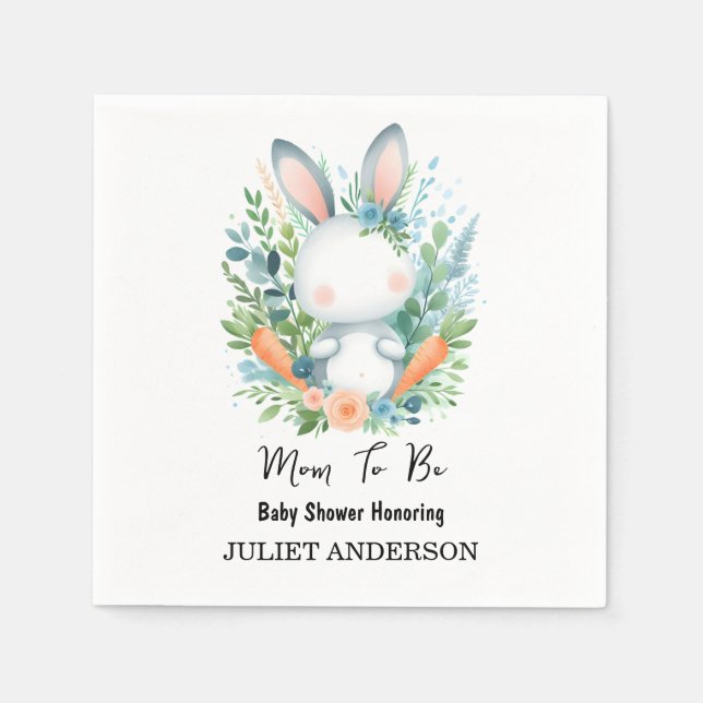 Mama zu Ear Hop Blue Pink Bunny Baby Dusche Serviette (Vorderseite)