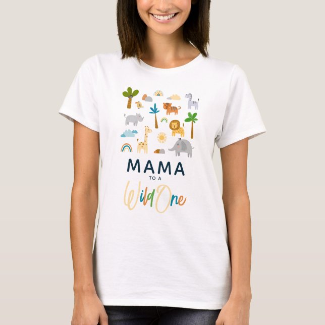 Mama zu einer Safari-Jungle-Babydusche T-Shirt (Vorderseite)
