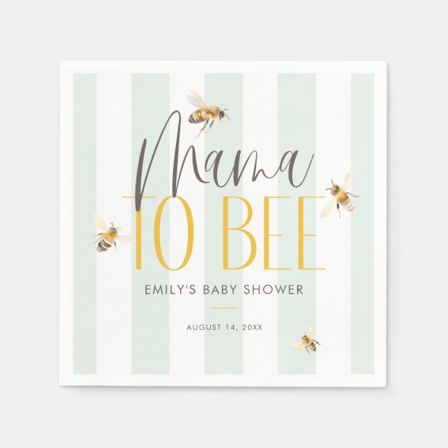 Mama zu Honey Green Baby Shower Serviette (Vorderseite)