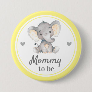 Mama zu Junge Mutter Gelb Elefant Babydusche Button