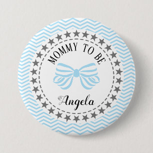 Mama zu New Mother Baby Shower Blue Bow Button