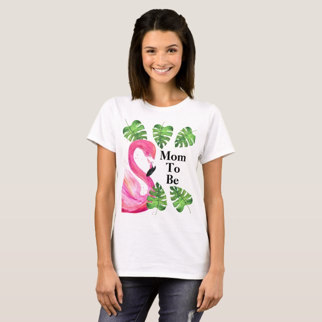 Mama zu sein Flamingo Tropical Blätter Party T-Shirt (Vorne ganz)