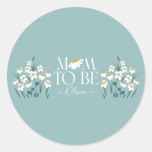 Mama zu werden Blütenbaby Dusche Neues Babygeschen Runder Aufkleber (Vorderseite)