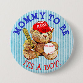 Mama, zum Baseball-Teddybär-Babyparty-Knopf zu Button