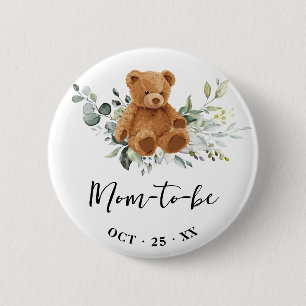 Mama zum Bear Greenerity Baby Shower Button