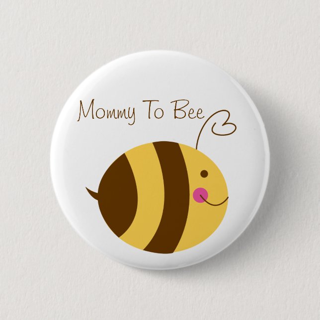 Mama zum Bienen-Babyparty-Knopf Button (Vorderseite)