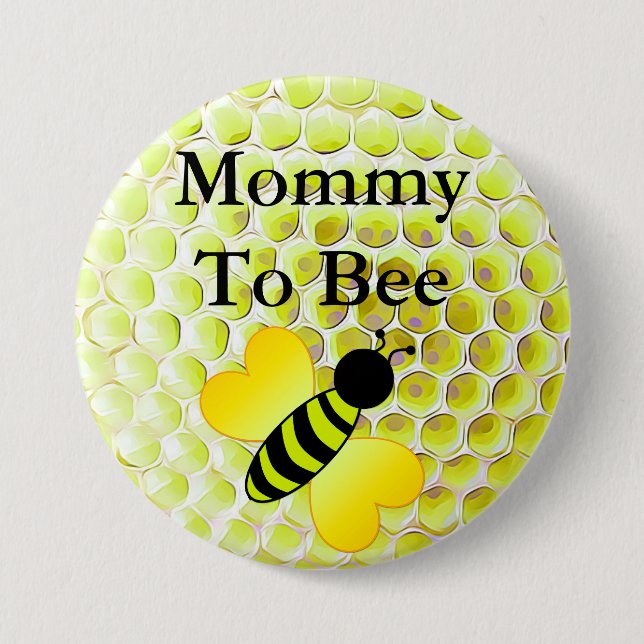 Mama zum Bienen-Honig-Bienen-Gelb-Babyparty-Knopf Button (Vorderseite)