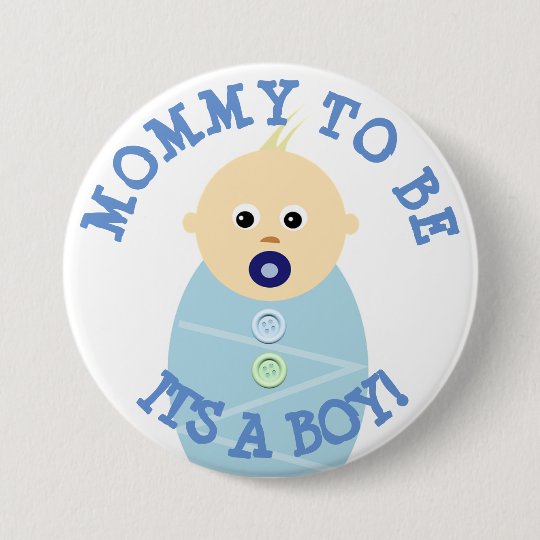 Mama, zum blauer Baby-Babyparty-Knopf zu sein Runder Button 7,6 Cm