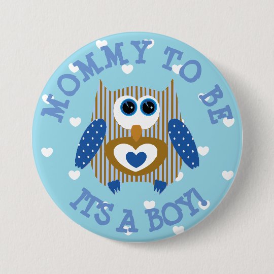 Mama, zum blauer Eulenherzen Babyparty-Knopf zu Runder Button 7,6 Cm
