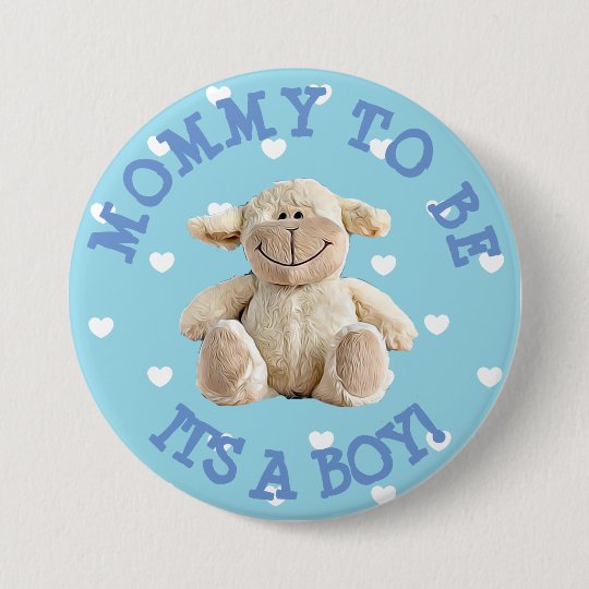Mama, zum blauer Lammherzen Babyparty-Knopf zu Runder Button 7,6 Cm