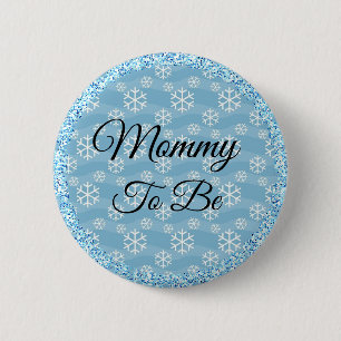 Mama zum Blue Winter Snowflake Baby Button