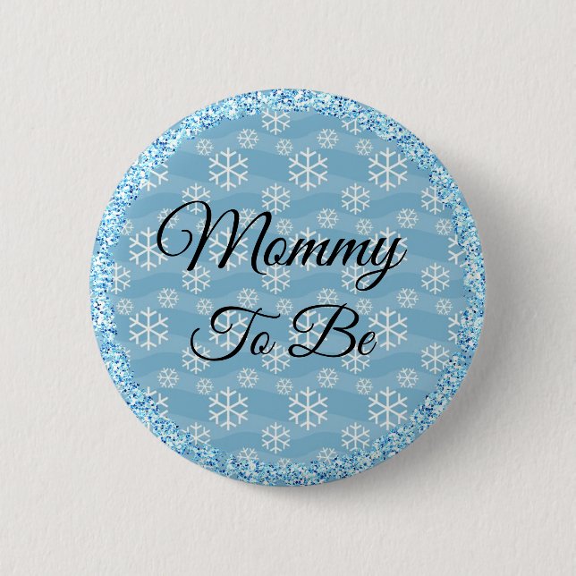 Mama zum Blue Winter Snowflake Baby Button (Vorderseite)